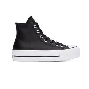 Black Leather Chuck Taylor All Star Lift Hi, US 11 Purchased off SSENSE